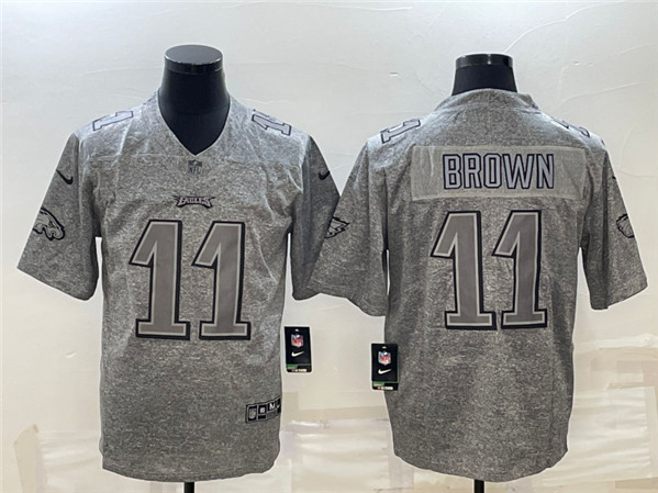 Men's Philadelphia Eagles #11 A. J. Brown Gray Stitched Jersey